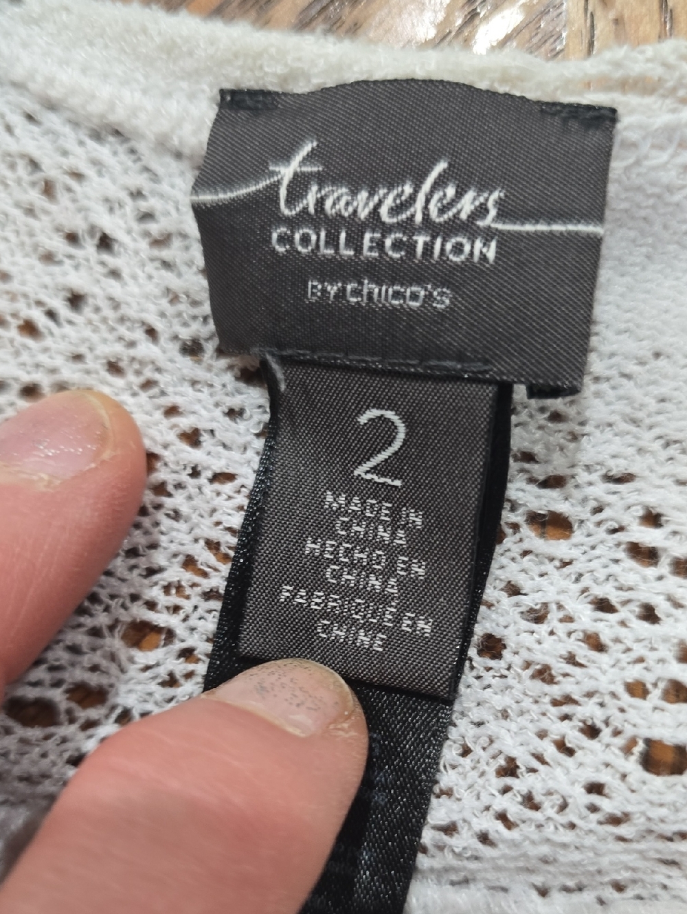 Travelers Collection By Chicos Lightweight White Open Crochet Cardigan - Picture 3 of 4